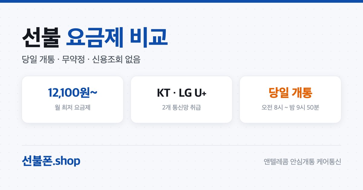 선불폰 요금제 비교 (KT망·LG망)