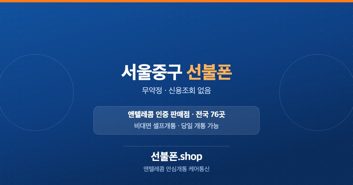 서울 중구 선불폰 개통 안내